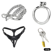 Lade das Bild in den Galerie-Viewer, Chainmail Steel Chastity Cage with Belt - 9