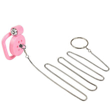 Charger l'image dans la galerie, BDSM Flat Bondage Chastity Cage With Leash - Metalchastity