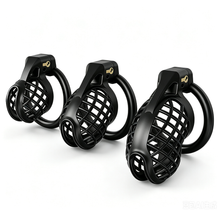 Load image into Gallery viewer, Black Mesh Vent Chastity Device product photo - chastity device by MetalChastity