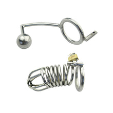 Charger l'image dans la galerie, Chastity Cage With Anal Hook - Metalchastity