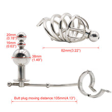 Charger l'image dans la galerie, Chastity Cage With Butt Plug - Metalchastity