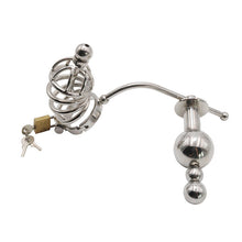 Charger l'image dans la galerie, Chastity Cage With Butt Plug - Metalchastity