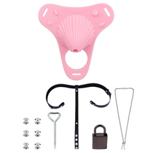 Lade das Bild in den Galerie-Viewer, Fantasy Pink Conch Chastity Cage with Belt 29
