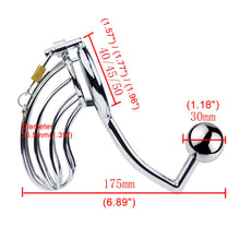 Charger l'image dans la galerie, Male Chastity Device With Anal Hook - Metalchastity