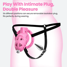 Lade das Bild in den Galerie-Viewer, Pink Rattler Chastity Cage with Anal Plug 2