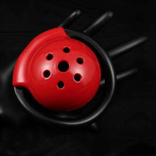 Charger l'image dans la galerie, Red Black Shield Chastity Cage product photo - chastity cage by MetalChastity