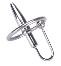 Load image into Gallery viewer, Urethral Catheter Penis Wand With Cock Ring - Metalchastity