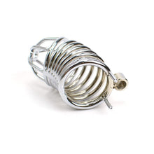 Lade das Bild in den Galerie-Viewer, BDSM Keuschheitskäfig aus Metall, silberfarben, 8,5 cm lang