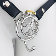 Lade das Bild in den Galerie-Viewer, Neuer Keuschheitskäfig aus Fünf-Sterne-Radschmiedekunst mit Gürtel