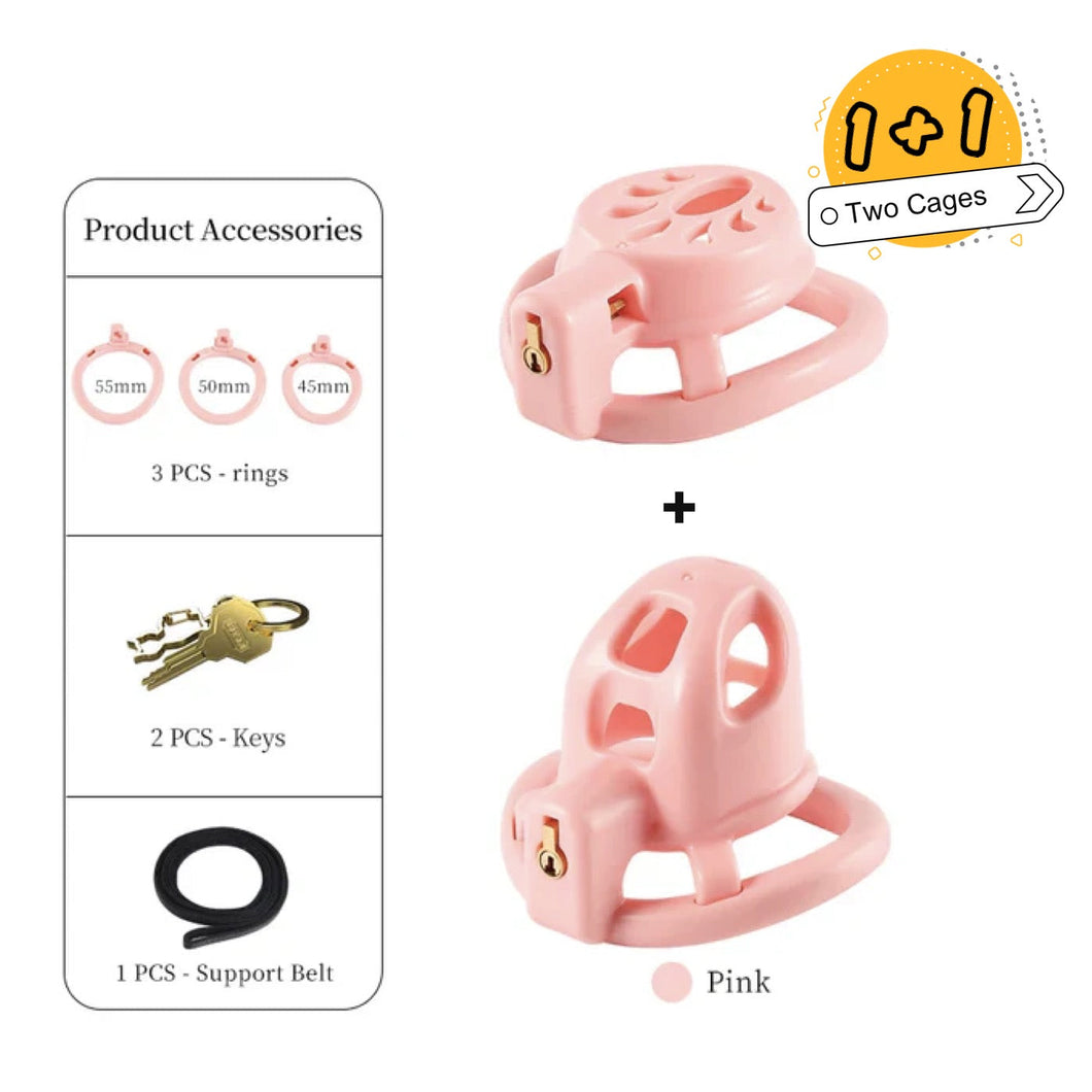 1+1 Flat & Small Chastity Cage Set