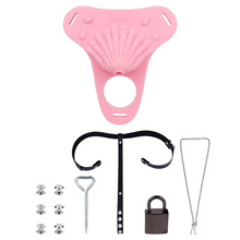 Lade das Bild in den Galerie-Viewer, Fantasy Pink Conch Chastity Cage with Belt  11
