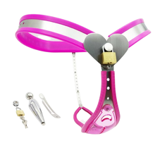 Lade das Bild in den Galerie-Viewer, Female Chastity Belt With Pink Transparent Panel - 3
