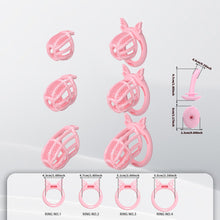 Lade das Bild in den Galerie-Viewer, Honeycomb Invisible Chastity Cage With 4 Silicone Rings 4
