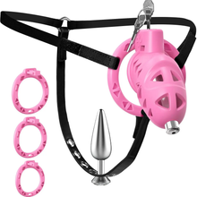 Lade das Bild in den Galerie-Viewer, Pink Rattler Chastity Cage with Anal Plug
