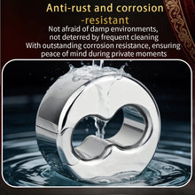 Load image into Gallery viewer, Weighted Scrotal Stretcher Ball Ring product photo - chastity accessory by MetalChastity
