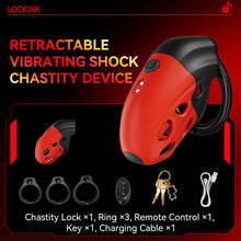 Load image into Gallery viewer, Lockink Telescopic Shock Chastity Cage product photo - chastity lock by MetalChastity
