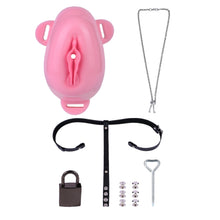 Lade das Bild in den Galerie-Viewer, Sissy Silicone Chastity Cage with Belt 6
