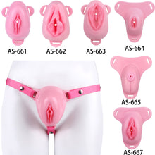 Lade das Bild in den Galerie-Viewer, Sissy Silicone Chastity Cage with Belt 2
