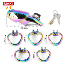 Lade das Bild in den Galerie-Viewer, V4 Rainbow Steel Chastity Cage - Maxi
