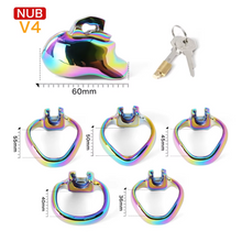 Lade das Bild in den Galerie-Viewer, V4 Rainbow Steel Chastity Cage - nub v4 
