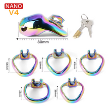 Lade das Bild in den Galerie-Viewer, V4 Rainbow Steel Chastity Cage - nano size
