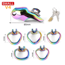 Lade das Bild in den Galerie-Viewer, V4 Rainbow Steel Chastity Cage -small size
