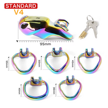 Lade das Bild in den Galerie-Viewer, V4 Rainbow Steel Chastity Cage - standard size
