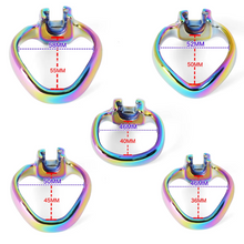 Lade das Bild in den Galerie-Viewer, V4 Rainbow Steel Chastity Cage - ring size
