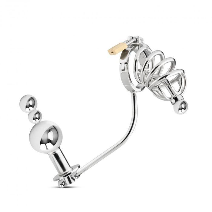 Chastity Cage with a Butt Plug and Urethral