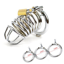 Load image into Gallery viewer, BDSM Metal Silver Chastity Cage 3.31 Inches Long
