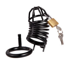 Charger l&#39;image dans la galerie, Cage de chasteté en métal noir BDSM de 3,31 pouces de long
